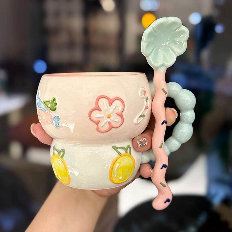 日本稀奇艺术陶瓷杯子女生高颜值ins风釉下彩马克杯小众设计厂家