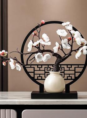 新中式角几装饰品禅意客厅腊梅摆件轻奢高档创意玄关酒柜装饰厂家
