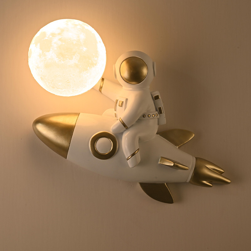 儿童卧室壁灯床头灯现代简约创意太空人男孩女孩儿童房间背景墙灯