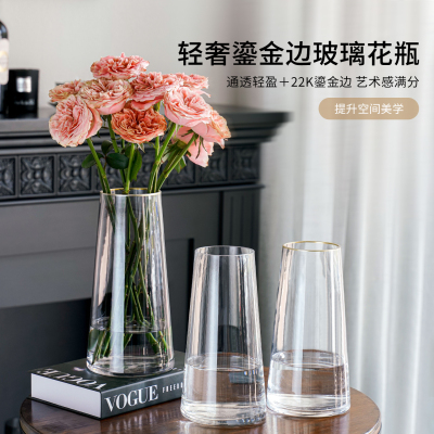 客厅轻奢高级感透明插花花瓶