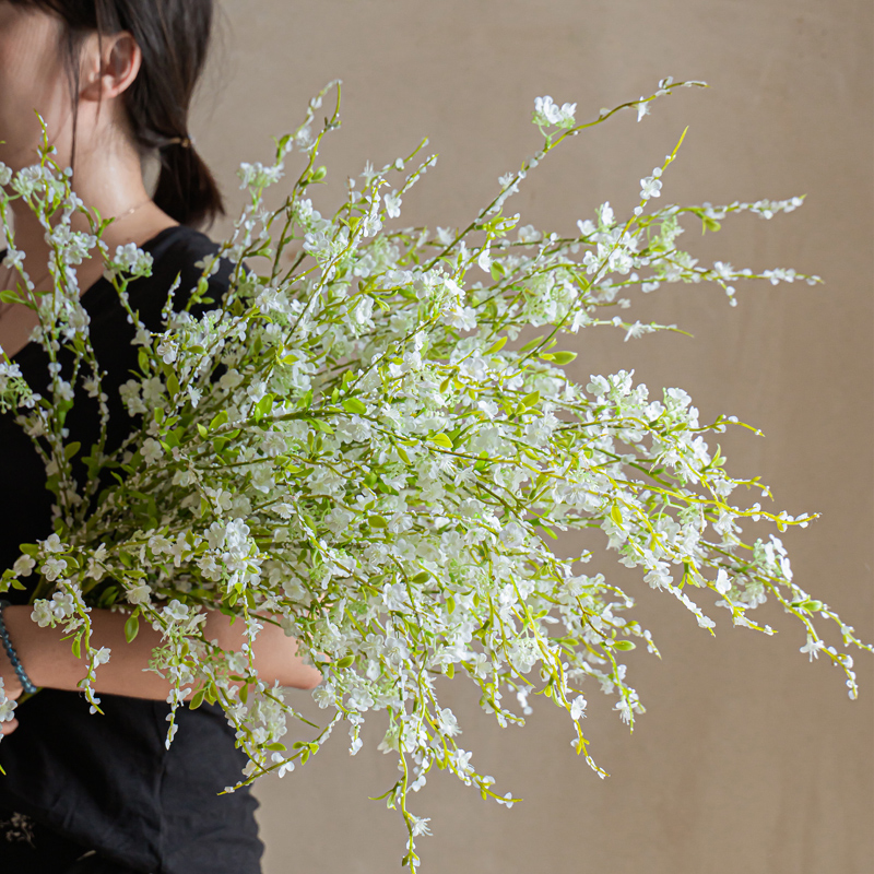 雪柳枝仿真花假花束摆设客厅玄关装饰品室内桌面高端轻奢插花花艺