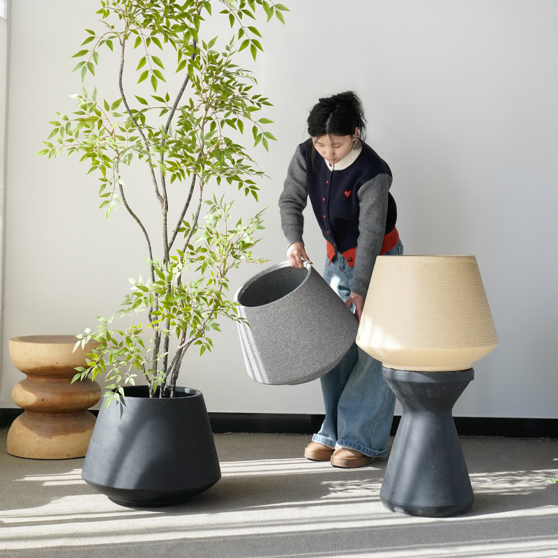 镁泥水泥花盆大口径透气落地轻奢家用室内客厅户外阳台绿植盆栽,家居饰品,花盆,淘宝优惠券,粉丝福利购,淘宝优惠卷