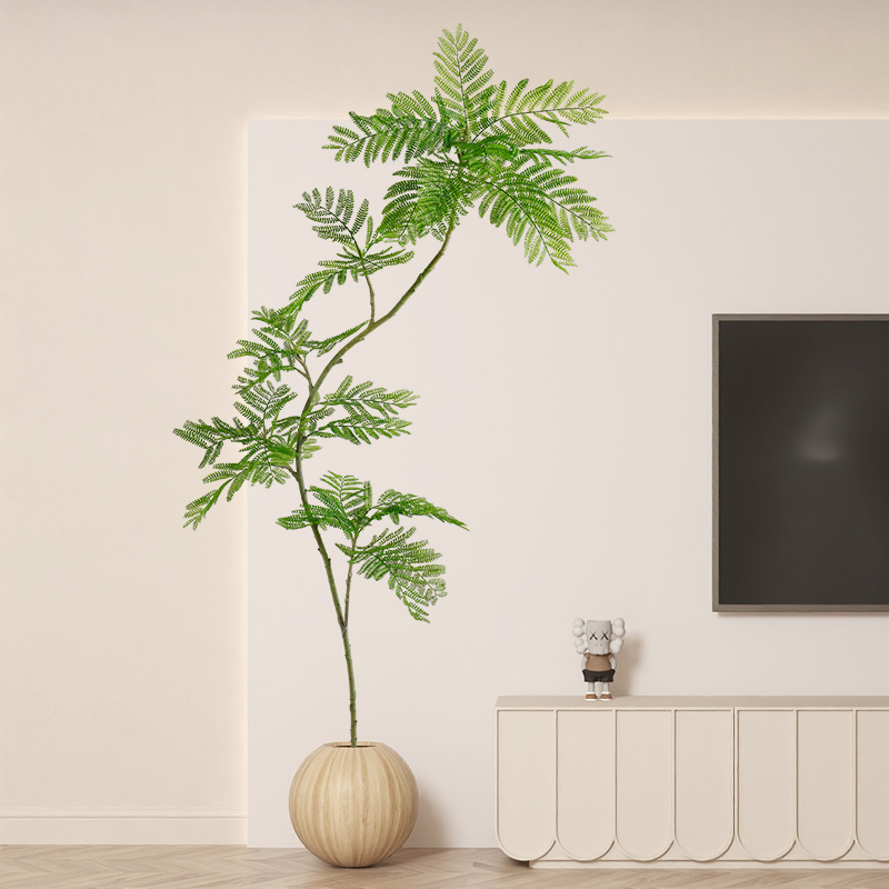 高端轻奢仿真绿植盆栽蓝花楹客厅落地装饰花室内玄关假树植物摆件