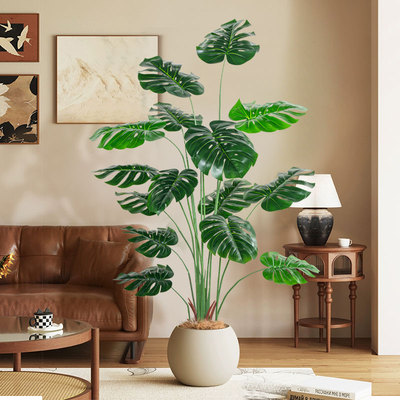 北欧风仿真绿植龟背竹假树客厅植物盆栽高端轻奢室内装饰景观摆件