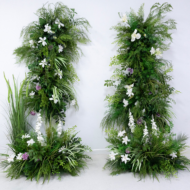 森系背景婚庆装饰花订婚仿真花门造景橱窗布置网红打卡芦荀草花柱