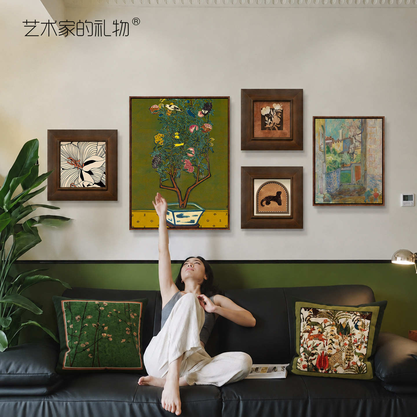 中古风客厅挂画艺术组合装饰画