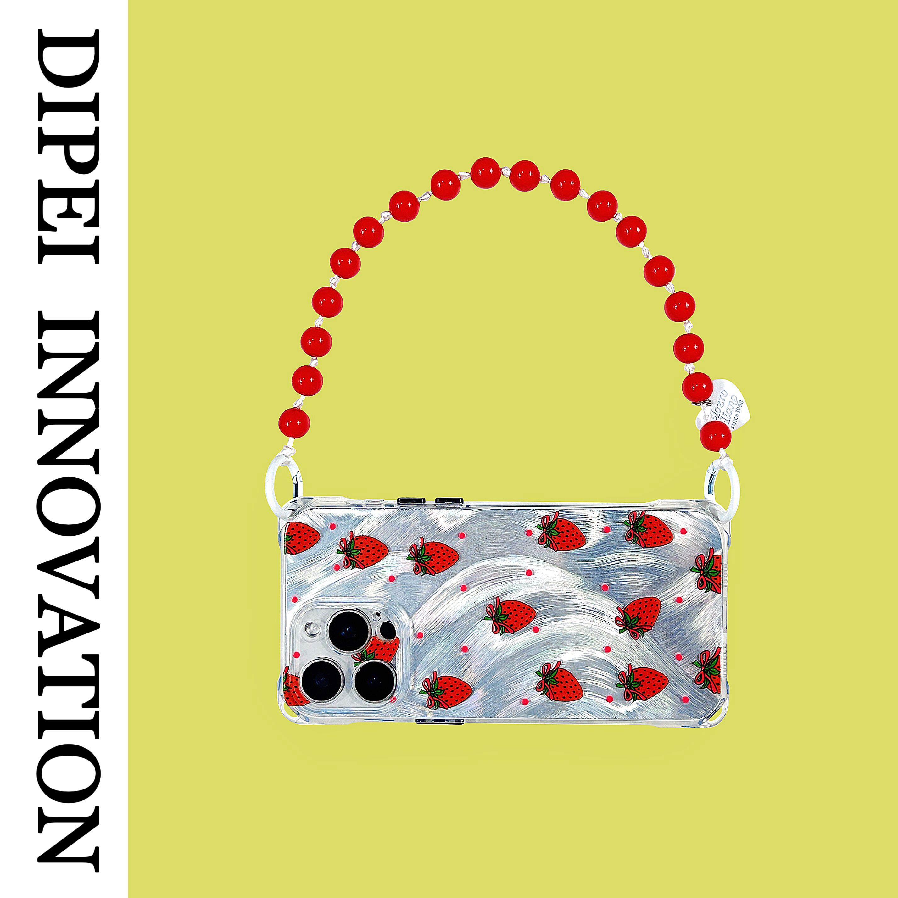 甜酷草莓结mate70/60挂绳手机壳