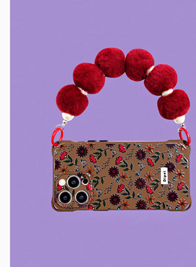 中古风花蝶挂绳手机壳16Promax适用华为荣耀iPhone15Pro防摔nova12斜挎侧背pura70手腕手链小米14女复古百搭