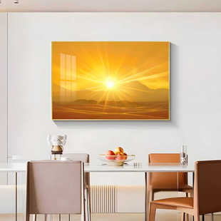 日出东方玄关挂画旭日东升客厅东墙餐厅卧室装饰画红太阳床头壁画