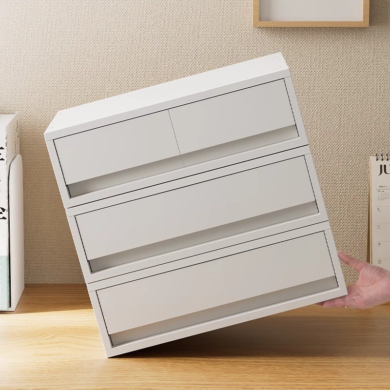 抽屉式桌面收纳盒An4文件储物盒办公室多层叠放整理盒工位收纳神