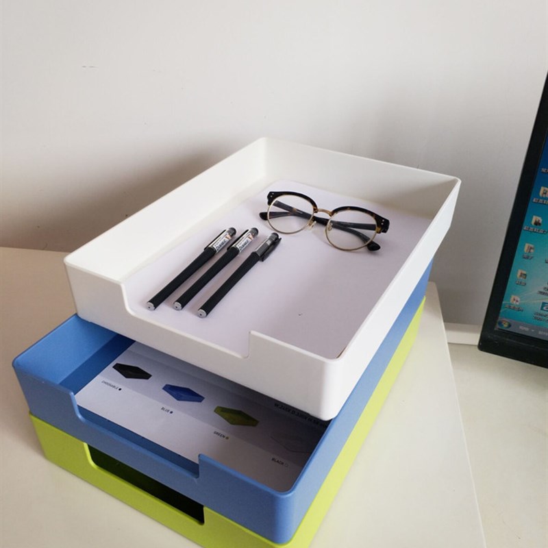 办公室文件收纳盒用品a4纸多层叠加杂物饰品储Q物盒放纸的盒子桌