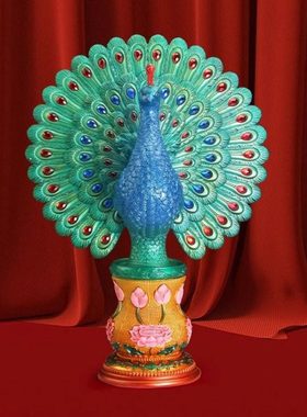 孔雀开屏摆件家居装饰品客厅玄关办公室桌面摆设工艺品乔迁送礼品