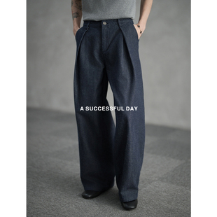 ASSDY|亚麻会呼吸的天然织物/12oz老钱风春季直筒男士牛仔裤子潮