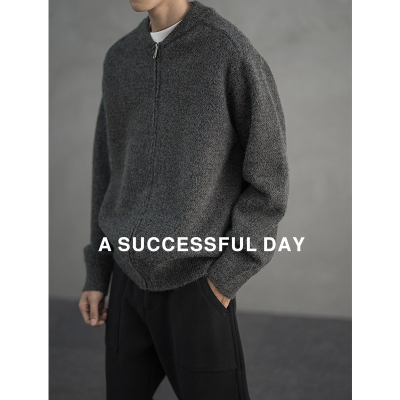 【呼呼严选专享】ASSDY|700G重磅毛绒混纺老钱毛衣男针织开衫外套