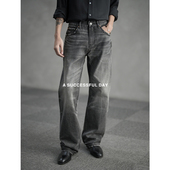 美国进口康龙 英国高士线 高级黑春季 ASSDY 直筒水洗牛仔裤 子男潮