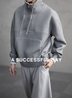 ASSDY|贴肤如云/抗皱保形/春季半拉链撞色卫衣男士老钱风上衣潮牌