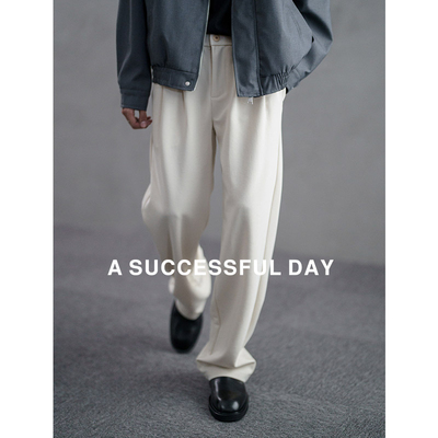 A SUCCESSFUL DAY|厚针织细条纹垂感西裤秋冬新款潮直筒休闲长裤