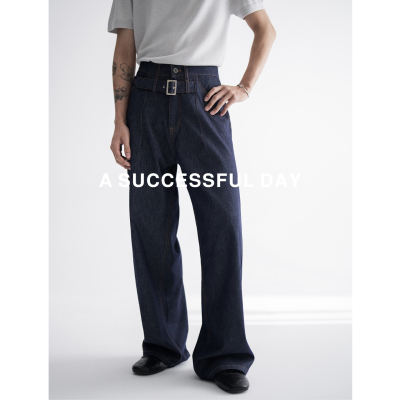 ASSDY|醋酸/纱线靛蓝染色/春夏季直筒牛仔裤男士宽松休闲长裤子潮