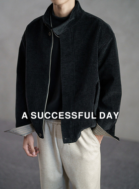 ASSDY|雪尼尔树纹肌理立领外套男士2025冬季新款哈灵顿老钱风夹克