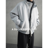 ASSDY 夹棉衣立领夹克外套潮牌 弯刀袖 高级感毛呢棉服男士 2025冬季