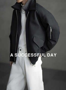 ASSDY|100%羊毛填充/双翻领假两件/冬季M1飞行夹克棉衣服男外套潮