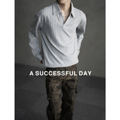 长袖 ASSDY T恤潮牌 极简老钱风POLO衫 男士 双股绞花坑条肌理 春秋季