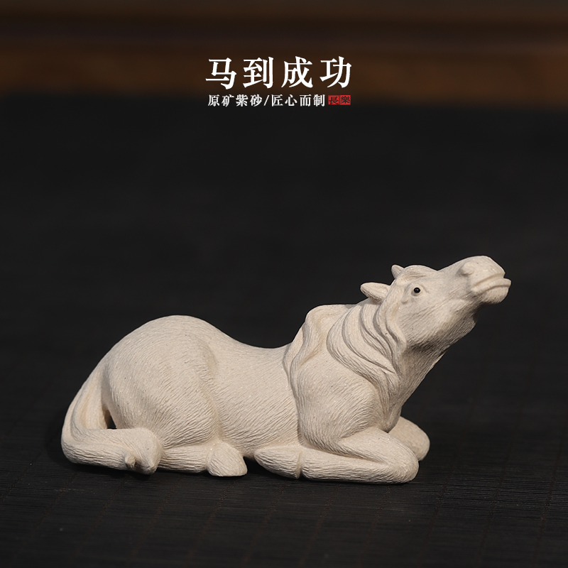 自在紫砂茶宠精品可养生肖马上有财成功唐马茶玩招财茶桌摆件礼品