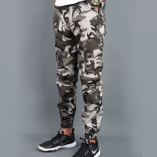 Камуфляжные износостойкие штаны, в корейском стиле, оверсайз