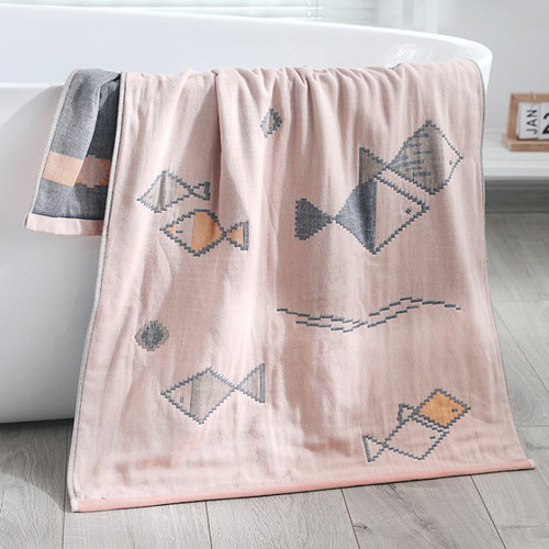 纯棉纱布大人家用吸水不掉毛浴巾