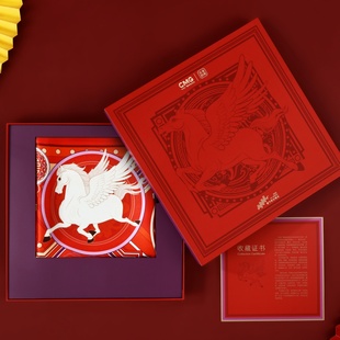 马年总台文创2026《翼马当先》中央电视台生肖图案真丝双面丝巾