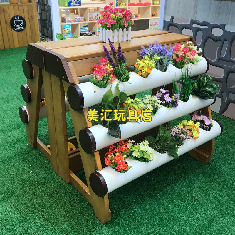 防腐木种植区幼儿园户外种木架种植架儿童户外庭院装饰管道木架