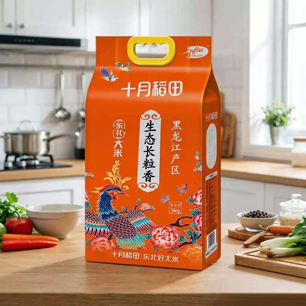 十月稻田凤凰系列生态长粒香米5kg 一级粳米颗粒饱满清香实惠装