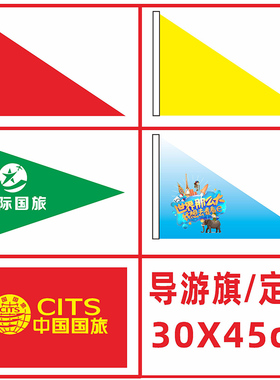 导游旗三角旗长方形红色蓝色绿色黄色彩旗户外30X45cm手摇旗旅游旗导游旗旗帜定制订做