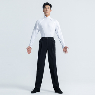 拉丁舞天丝套头长袖 收腰上衣 国风领结设计感男士 NY572东鑫舞服