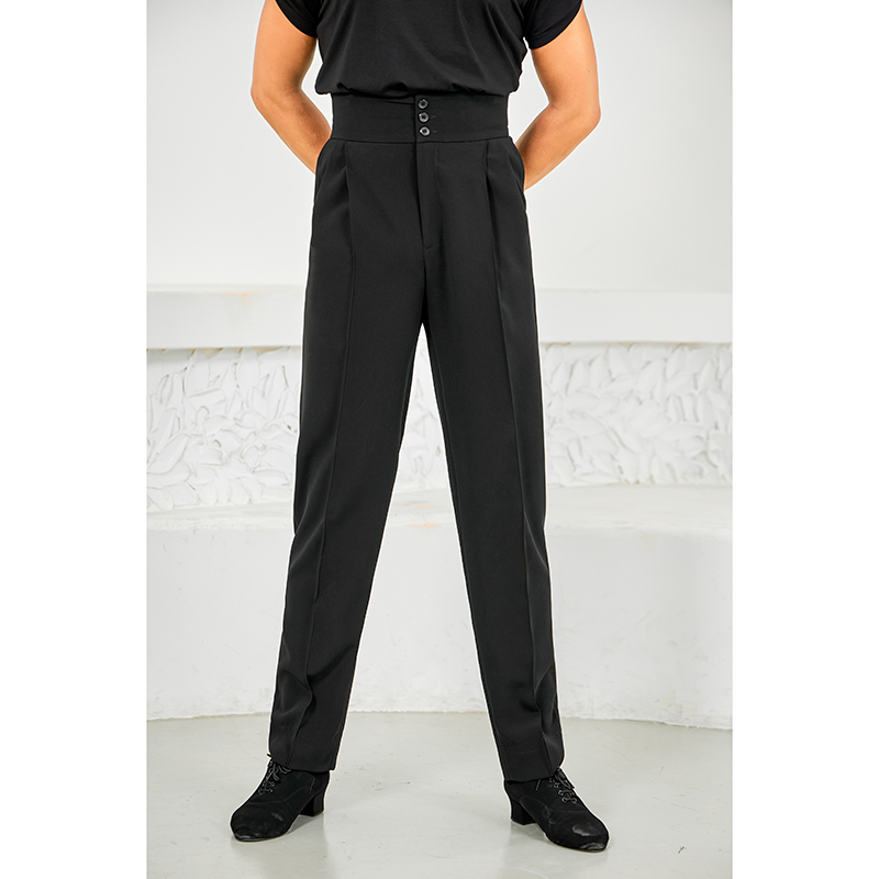 NK670东鑫舞服 拉丁舞男士裤子 排扣腰封立体弹力长裤 专业练功服