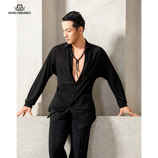 衬衫 拉丁舞男士 前短后长练功服训练服 利落流畅 NY851东鑫舞服