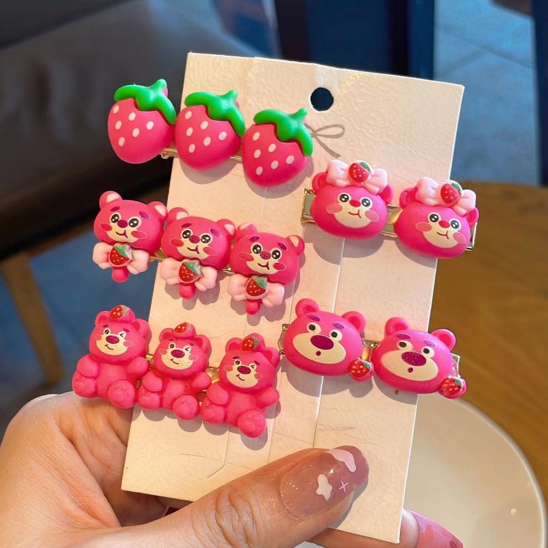 草莓熊发夹卡通发夹碎发卡对夹