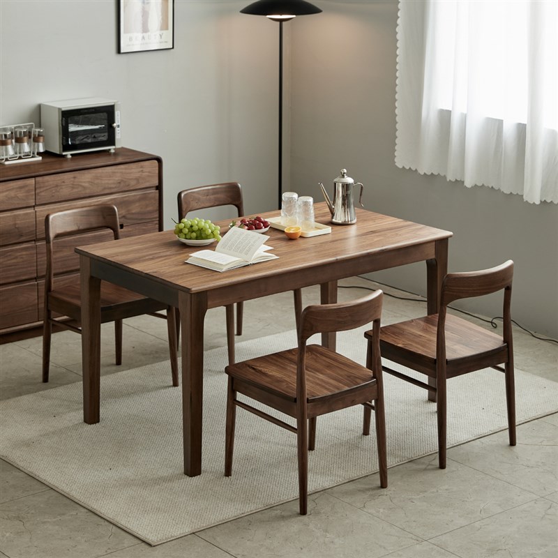 家用饭桌 黑胡桃木餐椅 家v用现代靠背书桌椅 原木风餐桌 家具