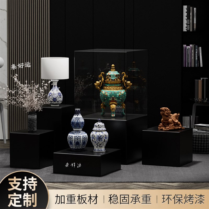 木质哑光c黑色烤漆方形展示台底座