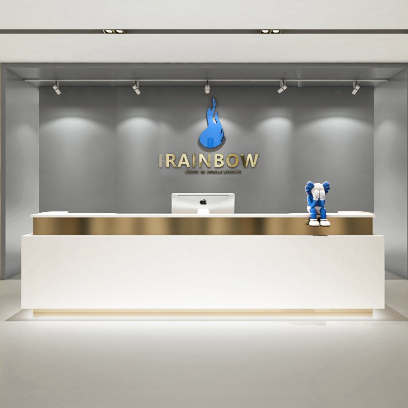 公司前台接待台j不锈钢烤漆美容院仿大理石吧台培训机构收银台柜