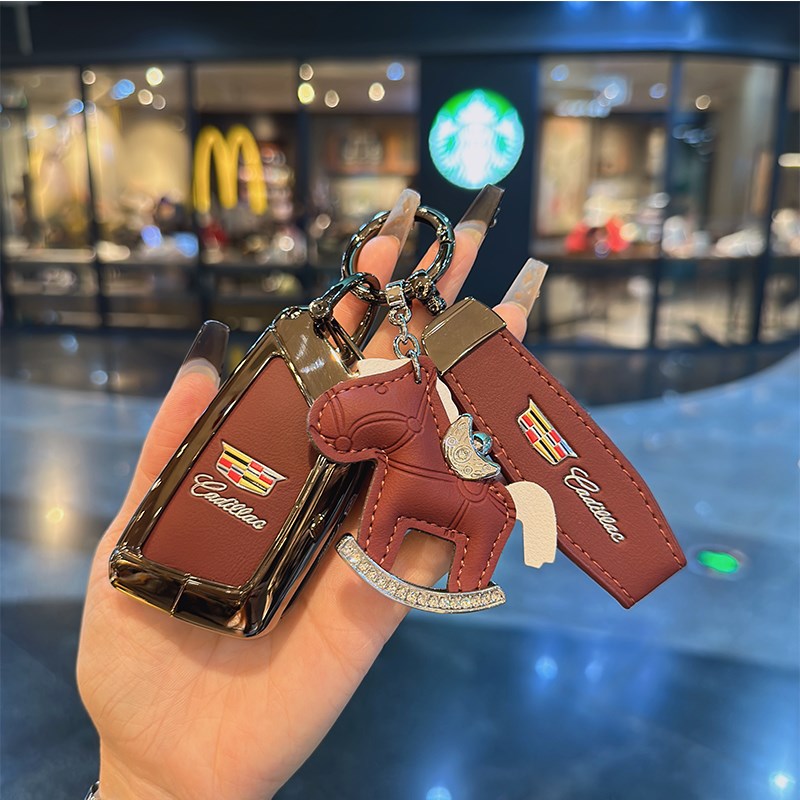 适用凯迪拉克xth5钥匙套ct5/ct4/ct6/xt4/gt4车高档金属皮革扣壳