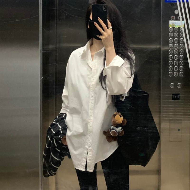 2025新款高品质孕妇装长袖衬衫女春秋款宽松显瘦衬衣中长款纯棉