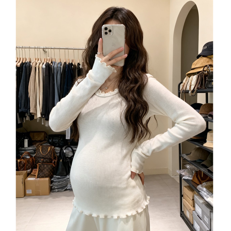 高品质孕妇针织衫2025秋冬新款u领显瘦打底衫内搭外穿时尚毛衣ins
