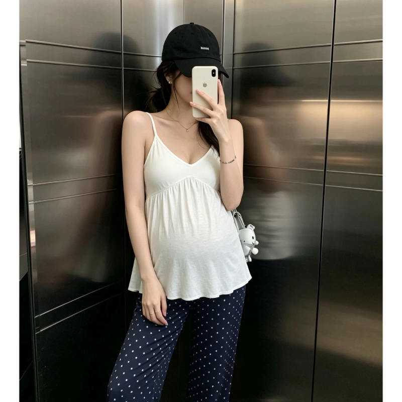 带胸垫孕妇背心外穿内搭吊带上衣夏季簿款亲肤柔软无袖款