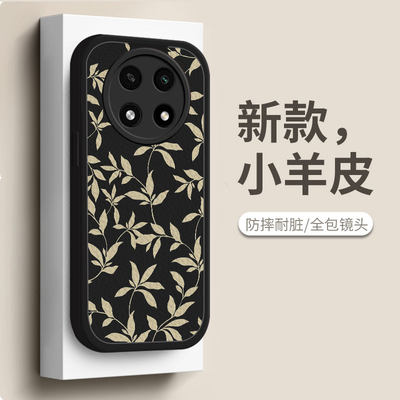 oppoa2pro手机壳小羊皮黑底树叶