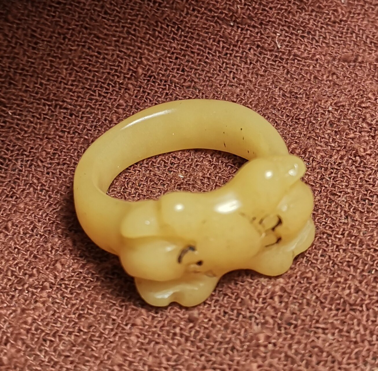 西藏元素老牦牛骨玉化灵骨金刚杵图腾戒指戒圈一物一图随身佩戴款