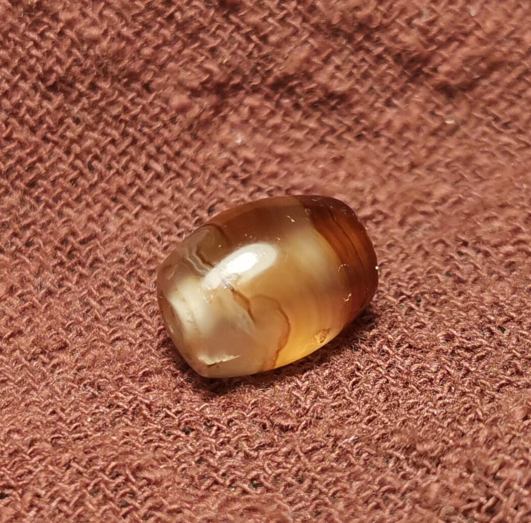 西藏文玩老古珠9*10.5mm一物一图缠丝玛瑙玉髓百搭饰品配饰佩珠