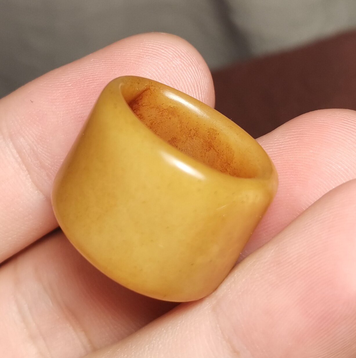 西藏文玩20*23mm老骨圈牦牛骨玉化灵骨包浆油润一物一图大孔骨环