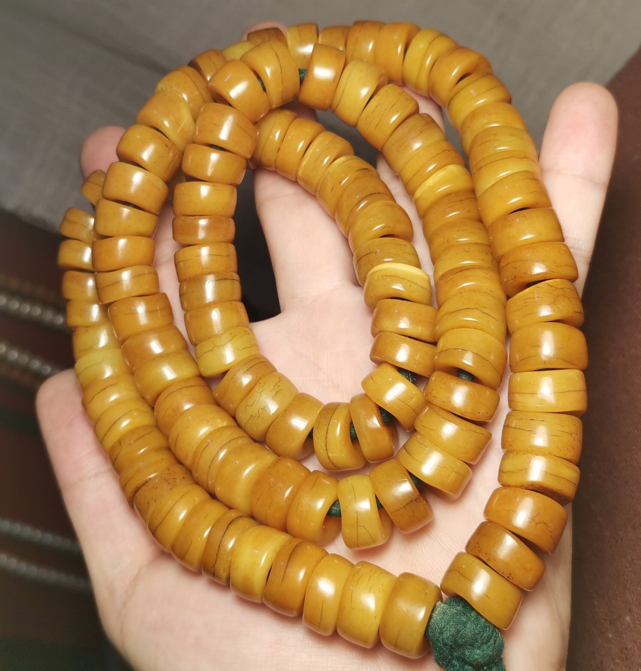 古玩珠14mm驼骨包浆油润骨裂纹锁骨链手链手持念珠一物一图素珠款