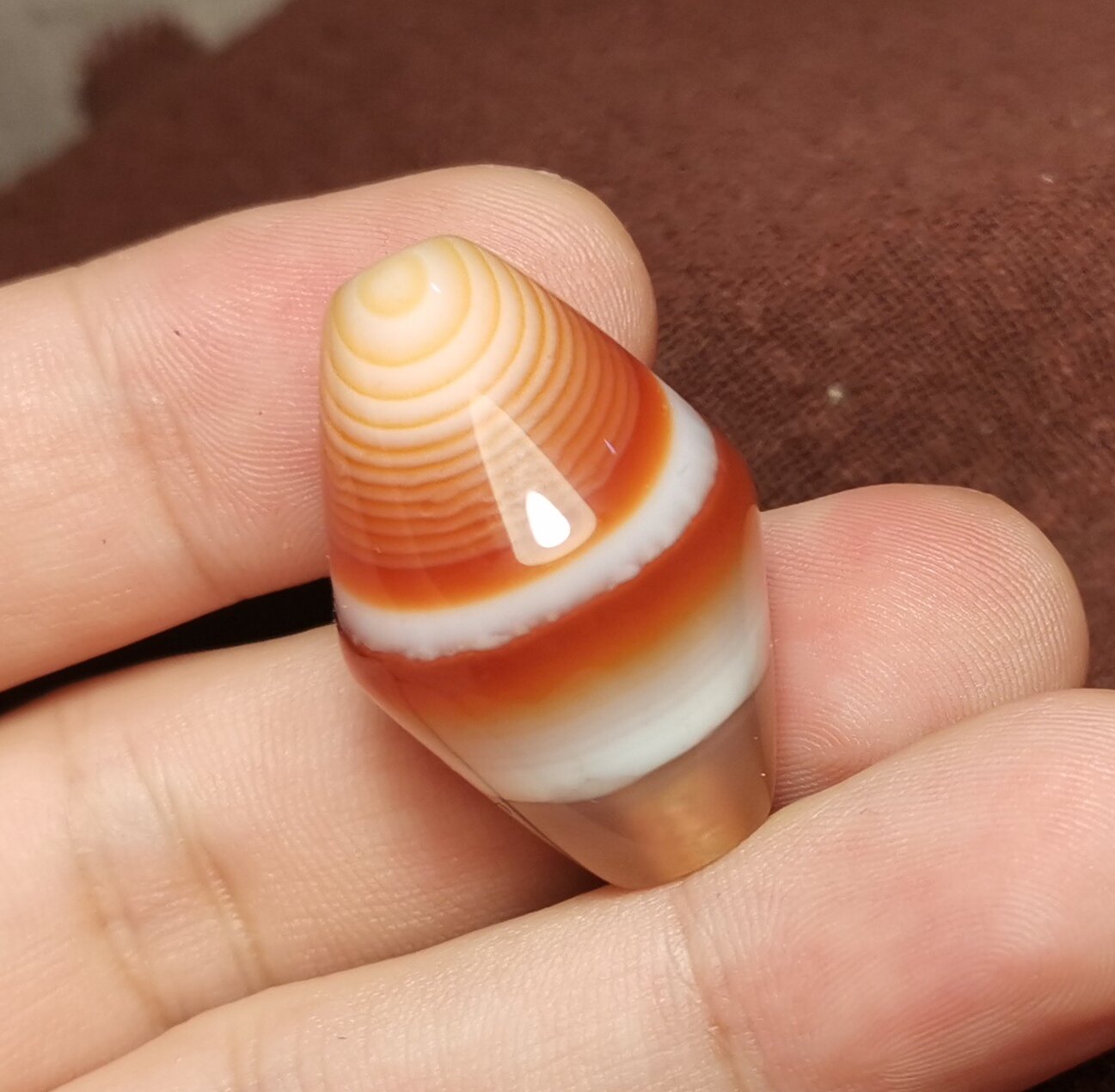 藏系文玩20*30mm红玉髓玛瑙缠丝佛珠一物一图锁骨链吊坠顶珠老款